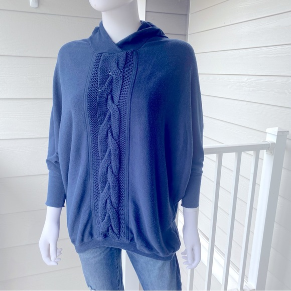 Anthropologie Sweaters - ANTHROPOLOGIE YOON Blue Hooded Batwing Sweater